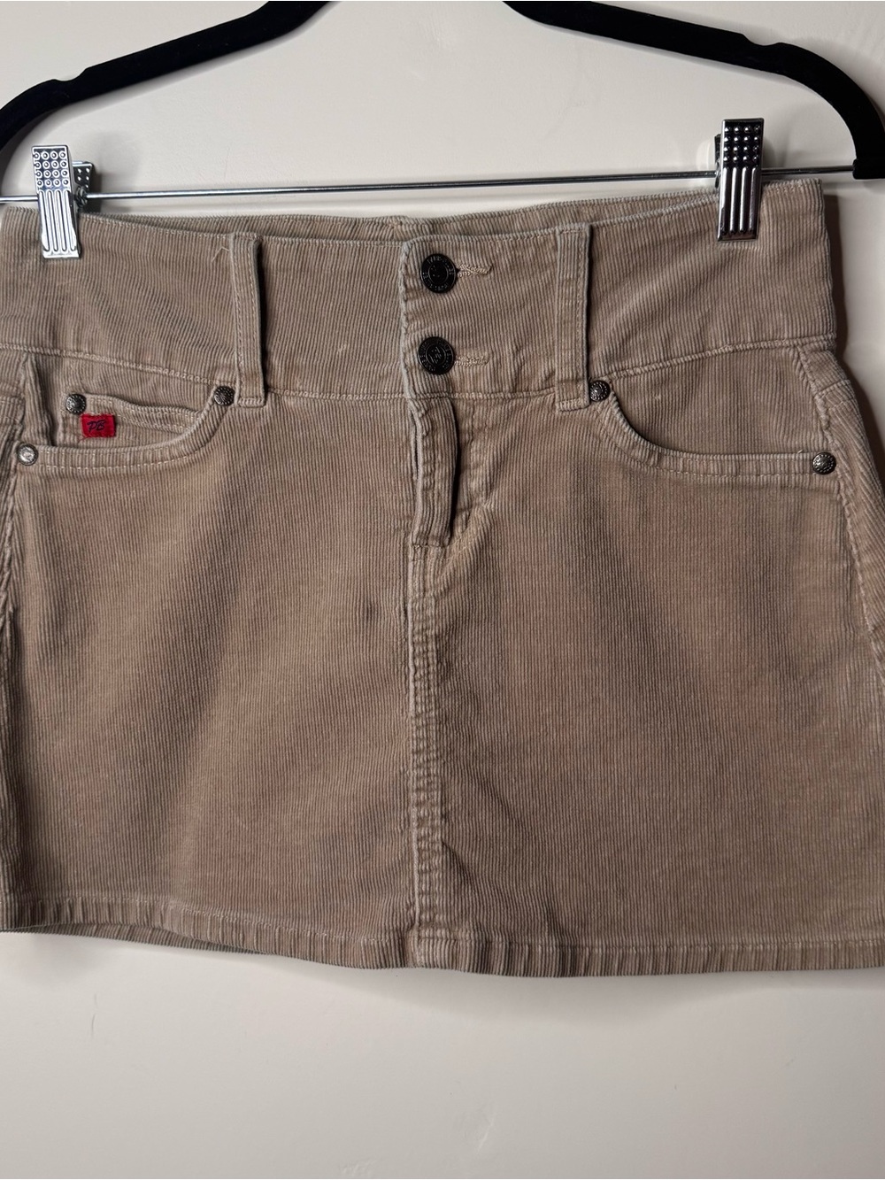 Women’s Paris Blues Khaki Brown Corduroy Mini Skirt